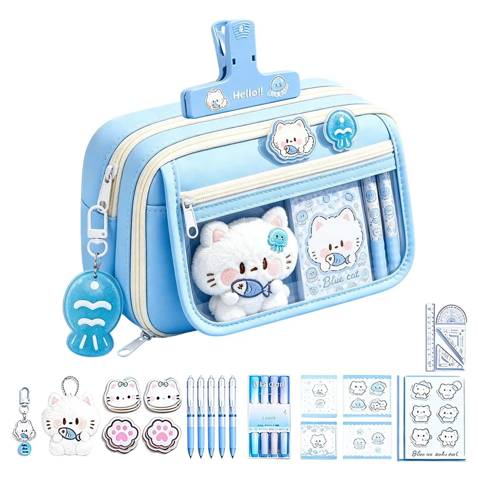 pen-case-smooth-zipper-cat-large-multi-compartment-organizer-kids-school-pen-case-pencil-pouch-for-boys-girls-student-school