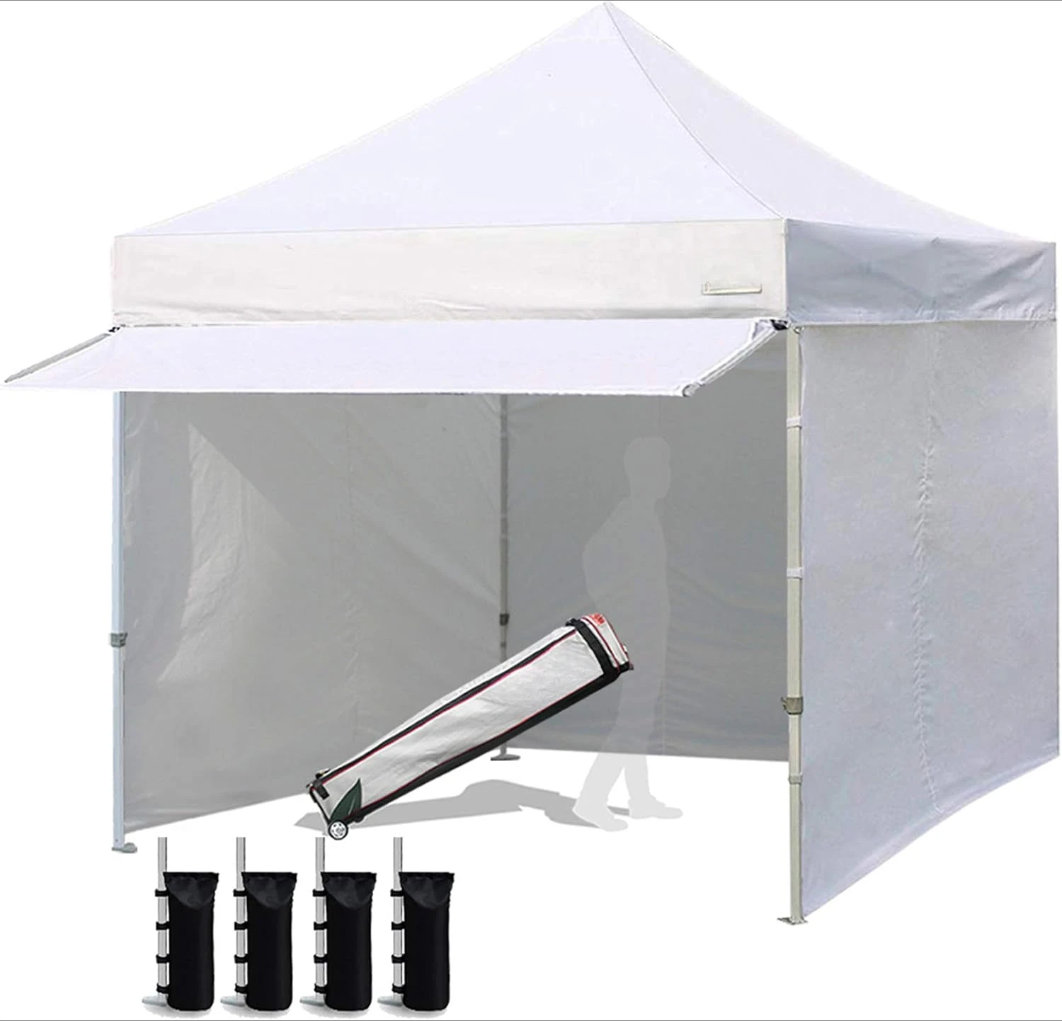 USA 10 x 10 Pop up Canopy Commercial Tent Outdoor Party Canopies with 4 Removable Zippered Sidewalls and Roller Bag Bonus 4