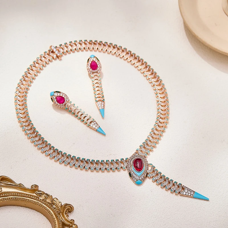 

Pure 925 Sterling Silver Jewelry For Women Snake Design Wedding Jewelry Set High Quality Earrings Necklace Party Fine Jewelry