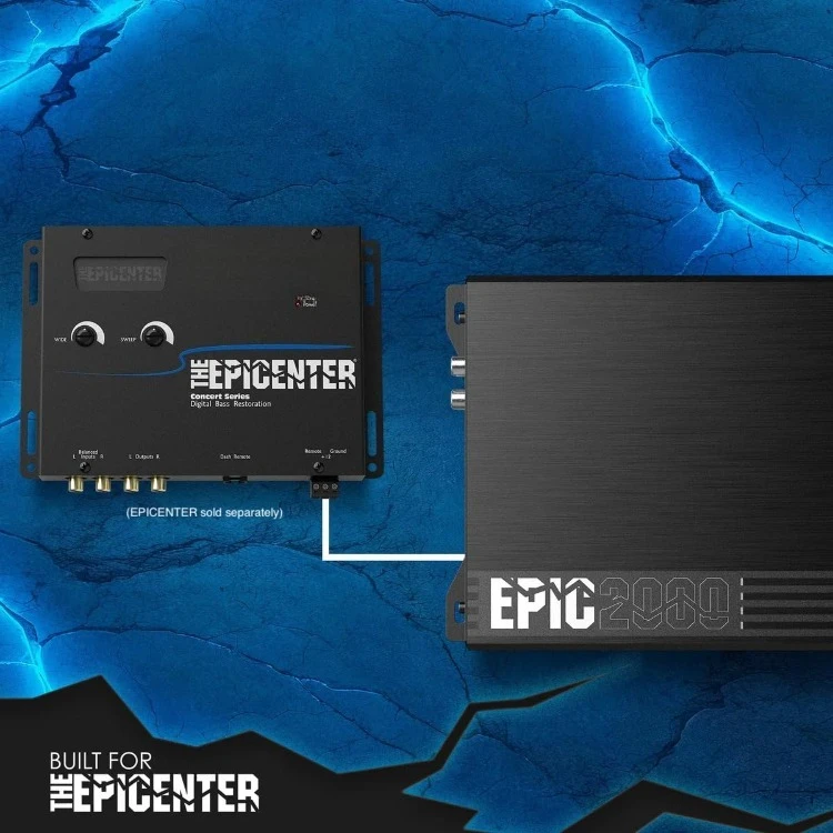 EPIC2000 Epic Series 2000 Watt RMS 1-Channel Monoblock Amplifier Subwoofer Audio Mobil, Kelas D, Epic Boost, Subsonic
