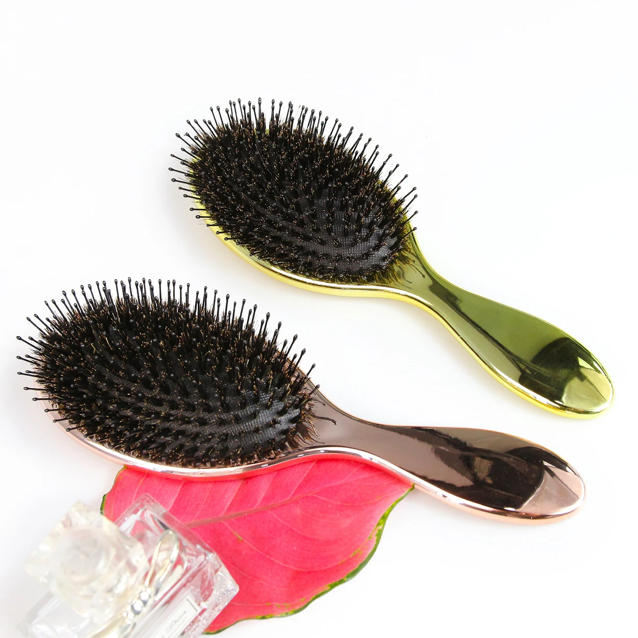 Luxury Air Cushion Comb Gold And Silver Boar Bristle Paddle Hair Brush Oval Anti Static Massage Hair Comb Hairdressing Tool