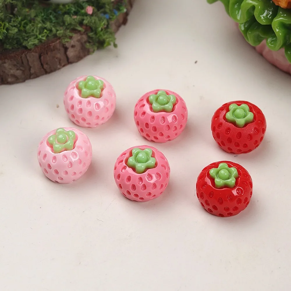 10pcs Mini Kawaii Cute Strawberry fruit Flat Back Cabochons Scrapbook Diy  Party Hairpin Accessories Home Decoration Craft