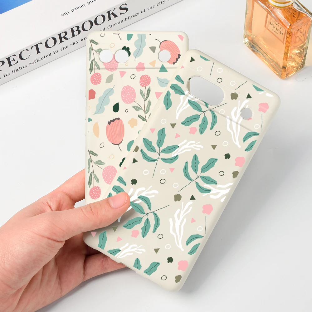 

Flowers Floral Phone Case for Google Pixel 7a 7Pro 7 6a 6 6Pro Shockproof Protection Shell Soft Liquid Silicone Cover Fundas