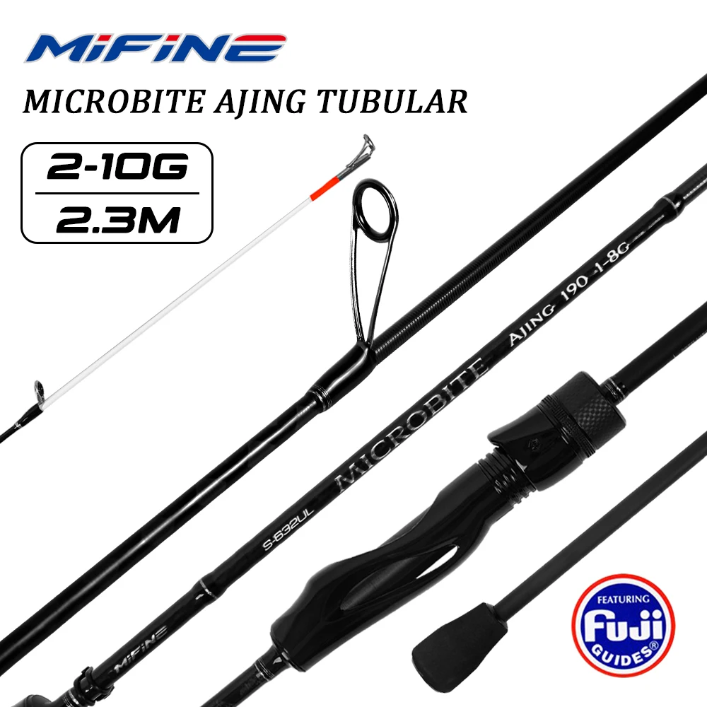Mifine MICROBITE AJING canne à pêche légère 2-10g 2.3M pointe tubulaire rapide eau salée truite d'eau douce perche bar bâtons de filature