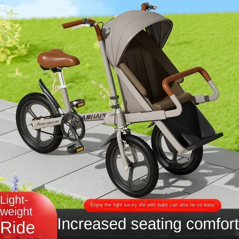 

Adult bicycle,children's three-wheeled car with baby, outdoor riding, pick-up and drop-off, baby-walking artifact car Hot sales