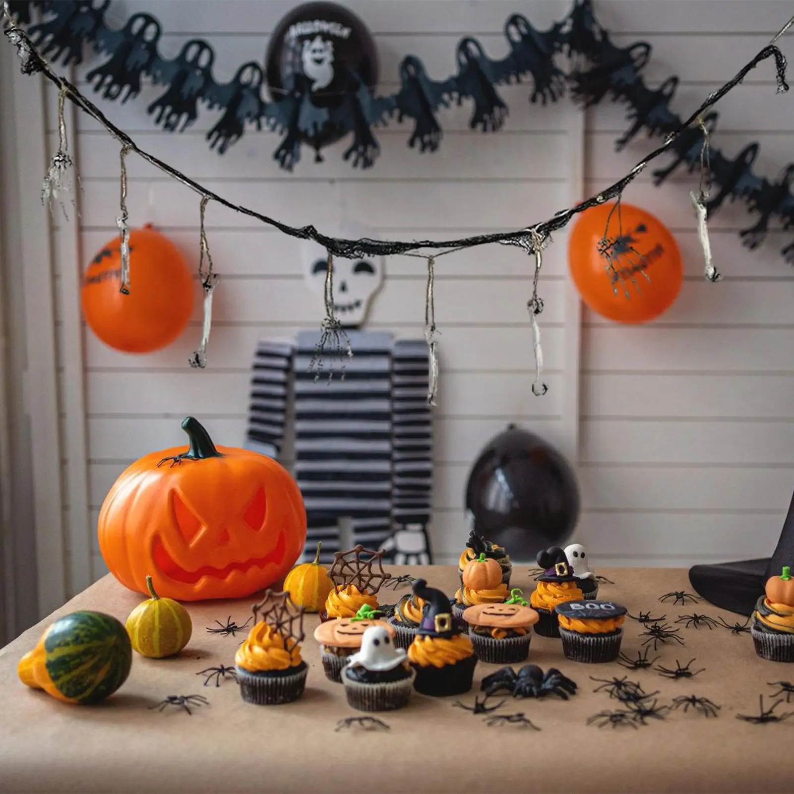 Halloween Banner Indoor Halloween Banner Resin Skeleton 6.5Ft Scary Scene Props Indoor Ceiling Ornament For Door Backyard