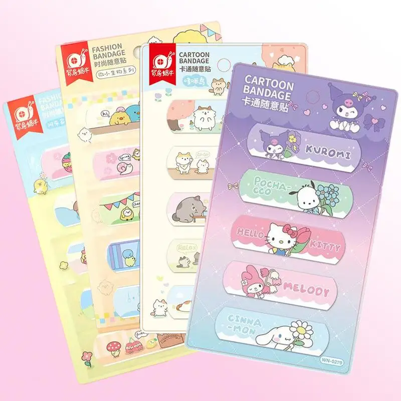 Kawaii Cute Sanrio Hellokitty My Melody Kuromi Cinnamoroll Band-Aid Hemostasis Waterproof Breathable Anime Gift Toys For Girls