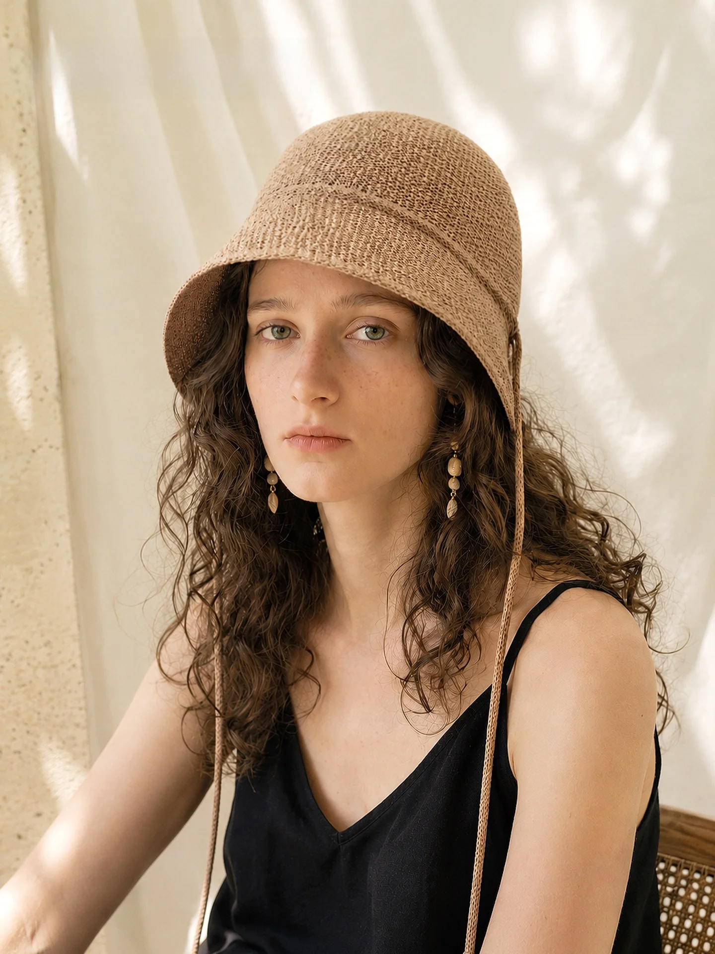 mismemo-breathable-sun-protection-fishing-cap-women's-spring-summer-wide-brim-vintage-knot-design-face-slimming-holiday-style