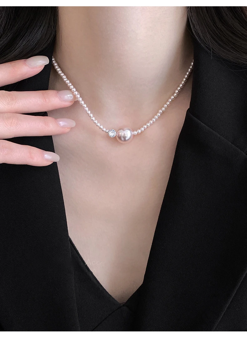 Elegante Designer Manta Lila Imitationsperlen-Halskette für Damen Kettenschmuck Accessoire Stilvolles Luxus-Design 2026 Trend – Detail 4