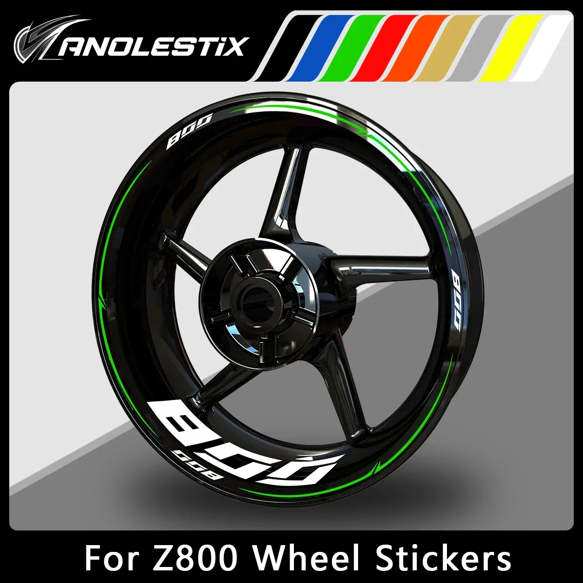 AnoleStix Reflective Motorcycle Wheel Sticker Hub Decal Rim Stripe Tape For Kawasaki Z800