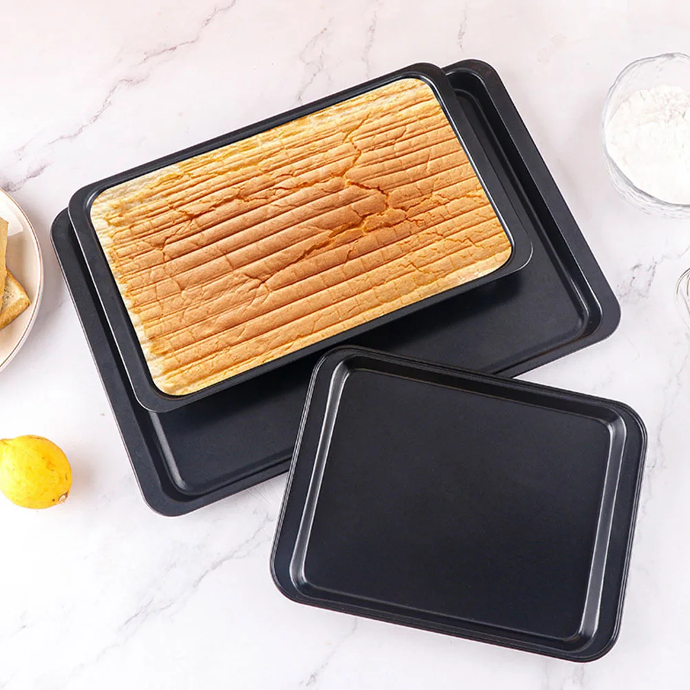 

2Pcs Rectangular Cake Baking Pan Nonstick Stainless Steel Tray Energy Saving Smooth Surface Thermal Conductivity Baking Tool