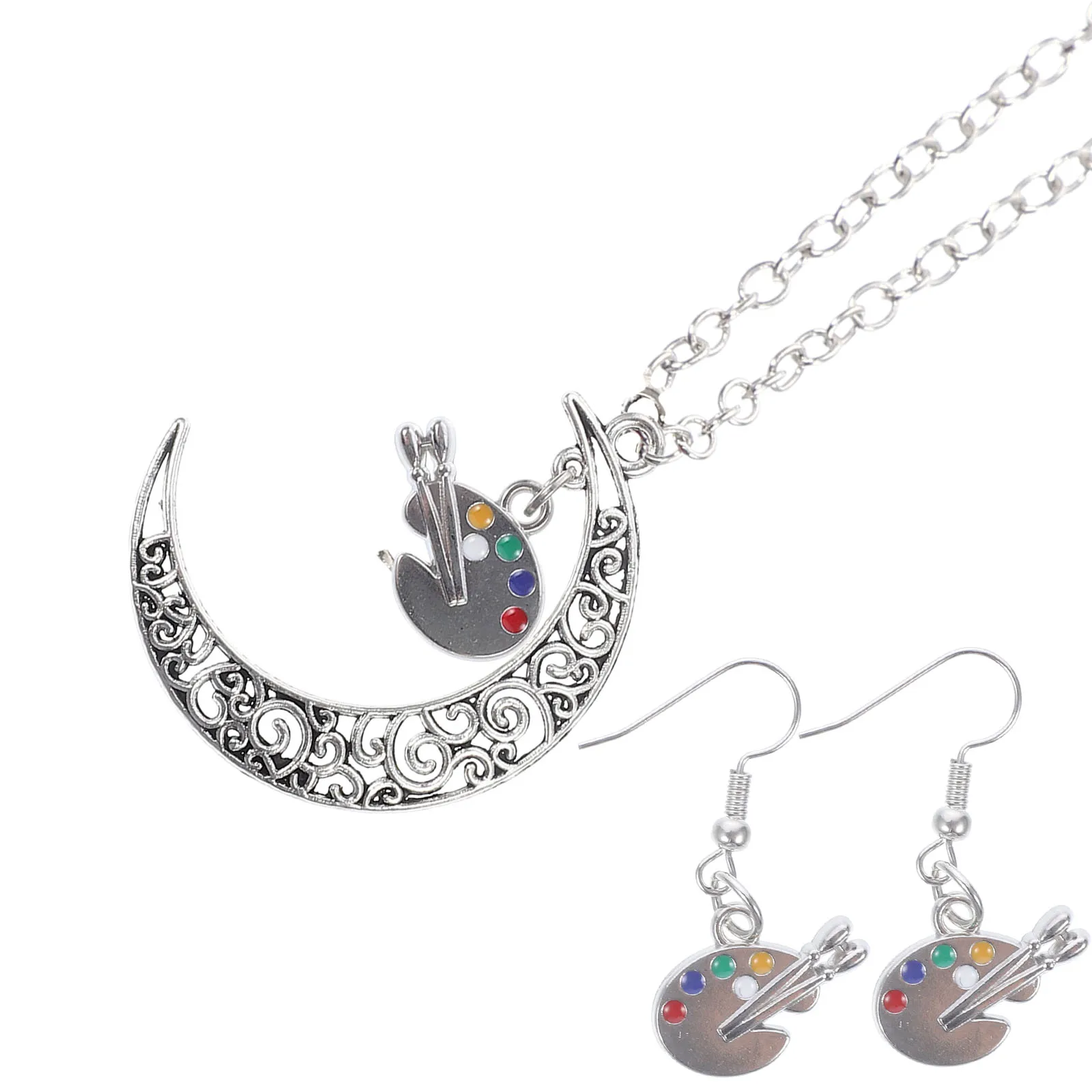 

Necklace Earring Set Women Dangle Earrings Trendy Pendant Palette Student Gifts Beauty Toys Girls Necklace Bride Jewelries