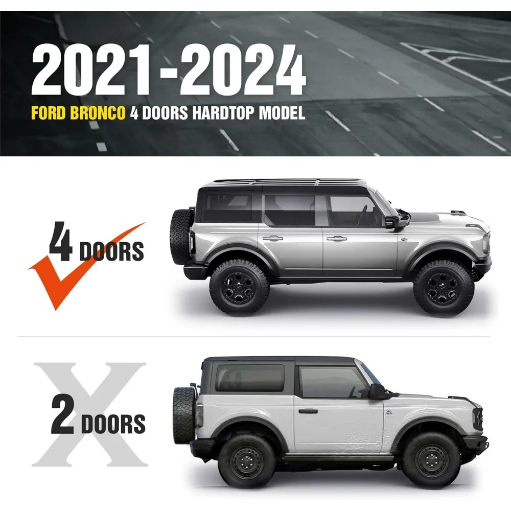 Bronco Half Short Roof Rack Rear Cargo Basket with 2 Pcs Led Light Bars Compatible for 2021 2022 2023 2024 Ford Bronco Hardtop 4