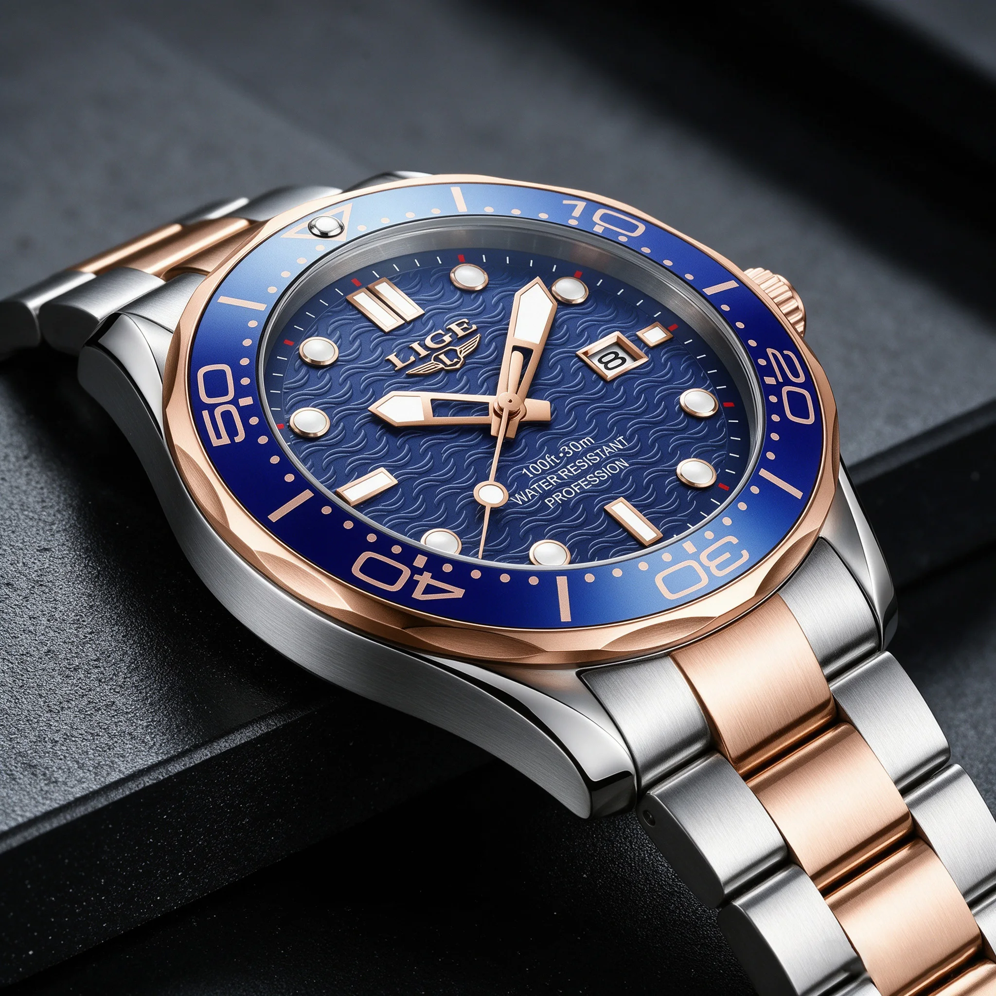 LIGE Top Luxury Quartz Men's Watches Waterproof Luminous Date Men Watch Stainless Steel Male Clock Sport Fashion Man Watch