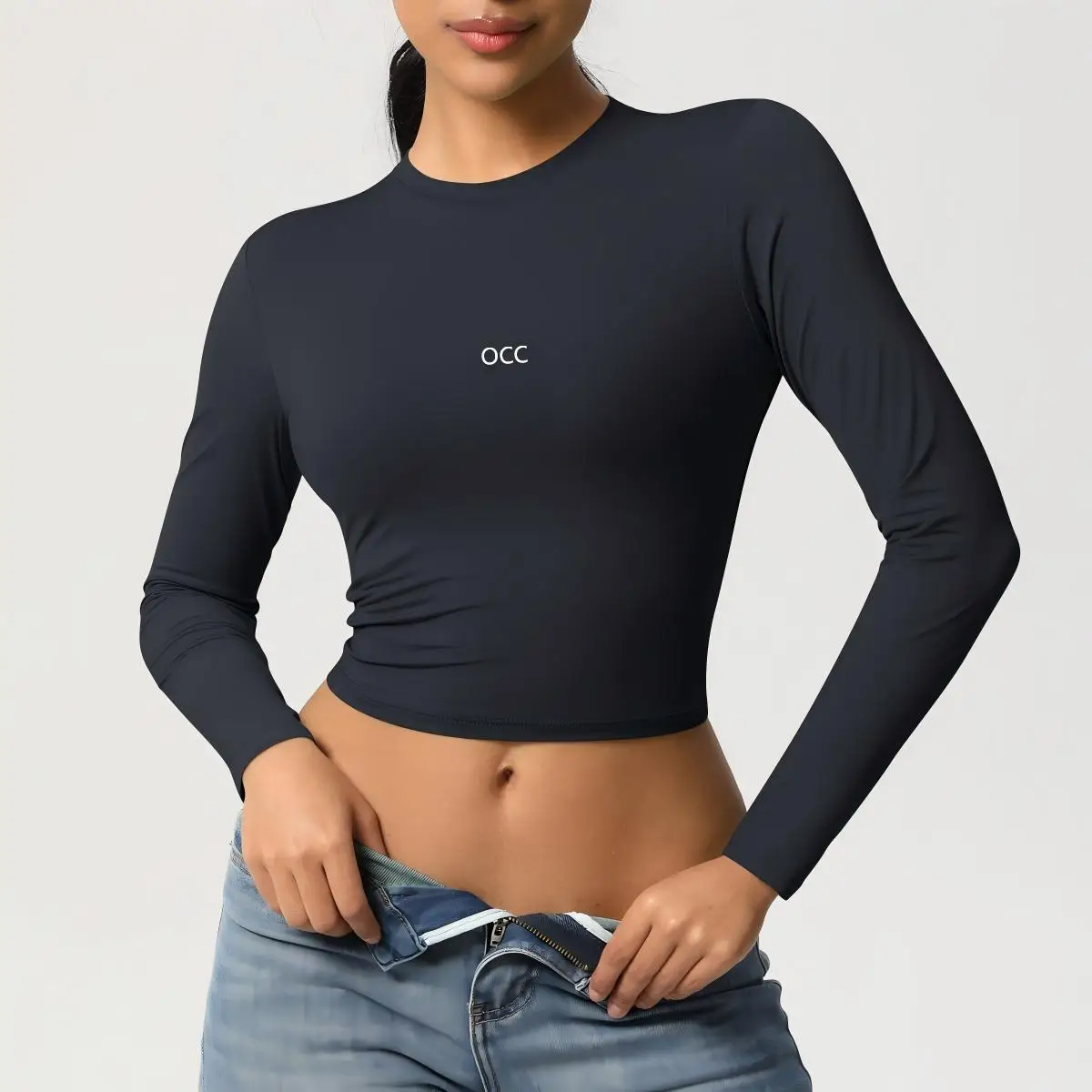 Tight fitting high elasticity quick drying T-shirt yoga suit Pilates running fitness yoga long sleeved top