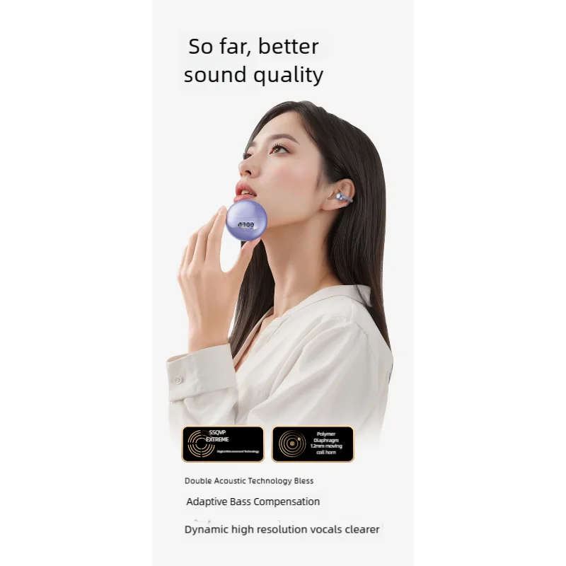 2025 سماعات أذن بلوتوث لاسلكية بتصميم مشبك على شكل عظمة غير داخل الأذن متوافقة مع طراز هواوي وأبل الرياضي الرسمي