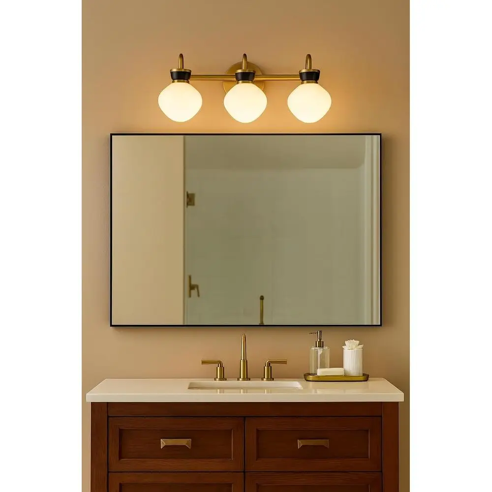 Lucy 3-Light Vanity Fixture in High Gloss Brass Finish