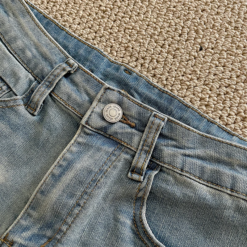 Pantalones cortos vaqueros de cintura alta para mujer, pantalones cortos vaqueros azules con bolsillos traseros Retro de Color sólido, ropa de calle informal de verano, pantalones cortos picantes