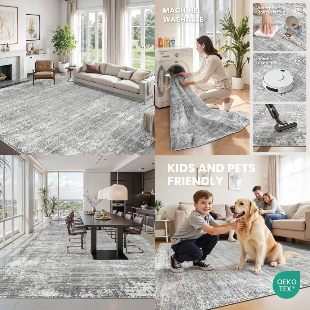 

Zesthome Коврики для гостиной 8x10, моющийся ковер с нескользящей подложкой, современный абстрактный коврик, устойчивые к пятнам коврики для кровати