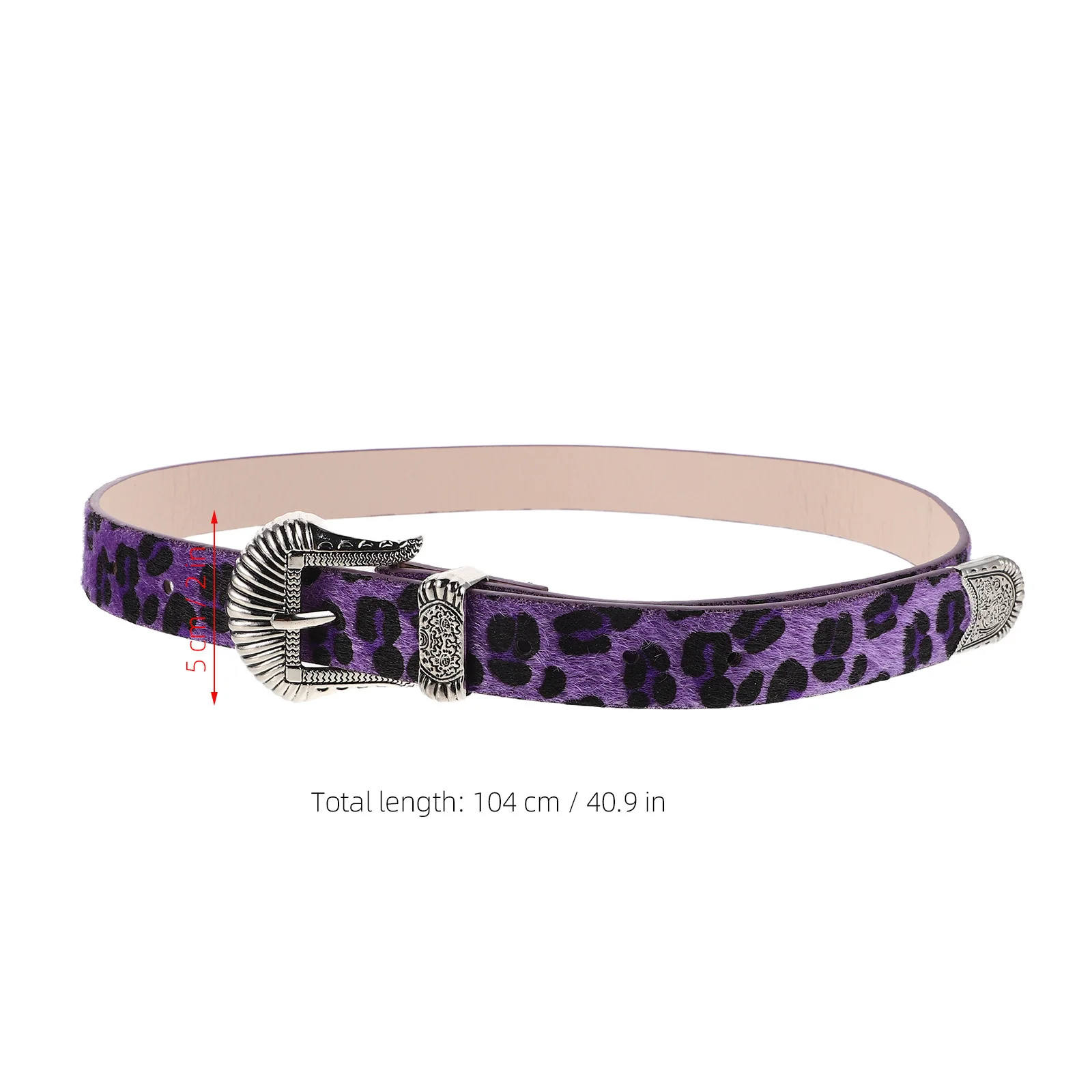 الأرجواني المرأة ليوبارد طباعة حزام عريض خمر مشبك الغربية حزام الخصر الأنيق الإكسسوار لفستان الجينز ملابس غير رسمية #5