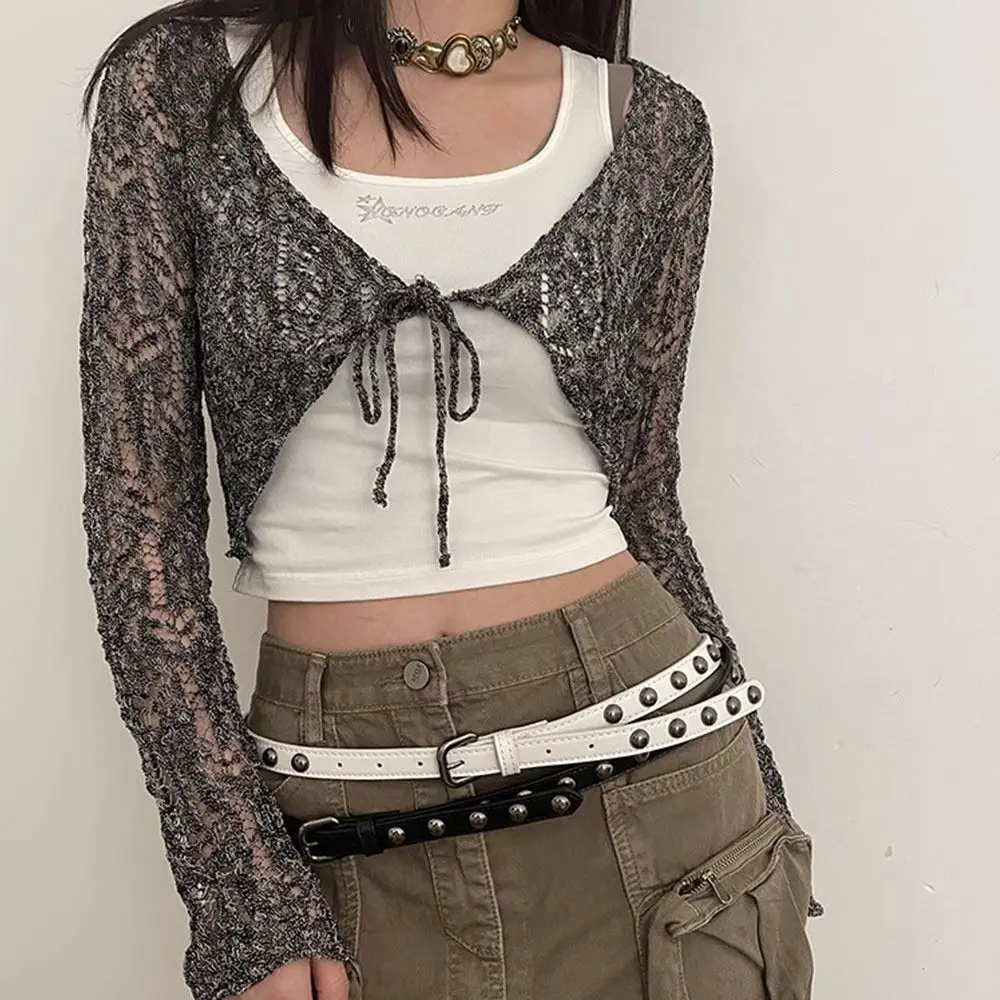 

New Vintage Women's Belt American Thin Leather Rivet Waist Belt Casual Punk Style Dress Jeans Belt Spicy Girls