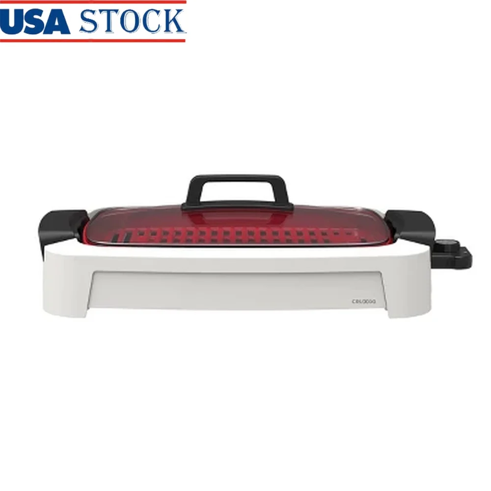 

2-in-1 Smokeless Indoor Grill Griddle 1500W Nonstick Ceramic Dishwasher-Safe Temperature Control with Glass Lid and Cool-Touch