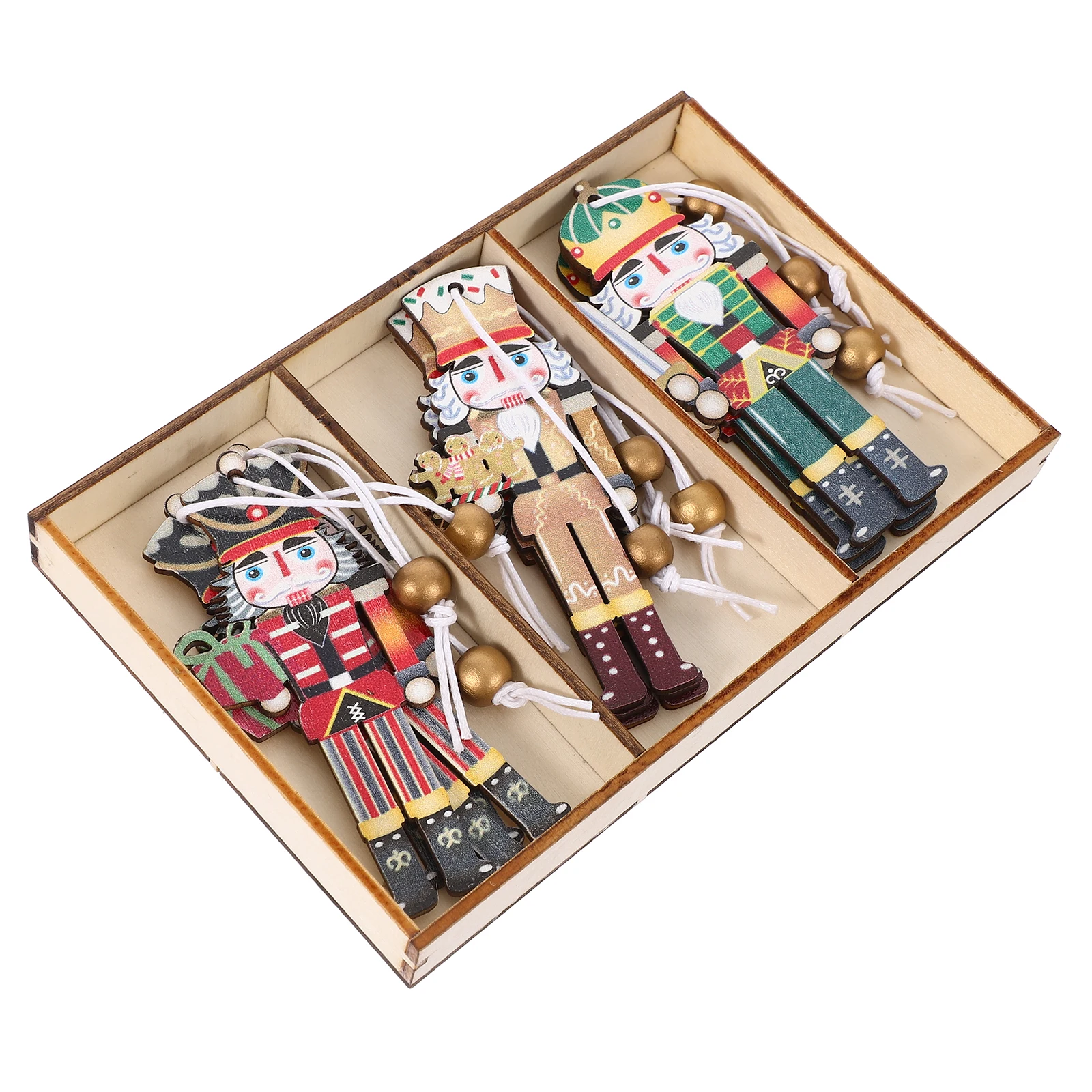 

9 Pcs Nutcracker Pendant Handmade Figures Crafts Ornament Walnut Hanging Decoration Door Hanger Wood Front Porch