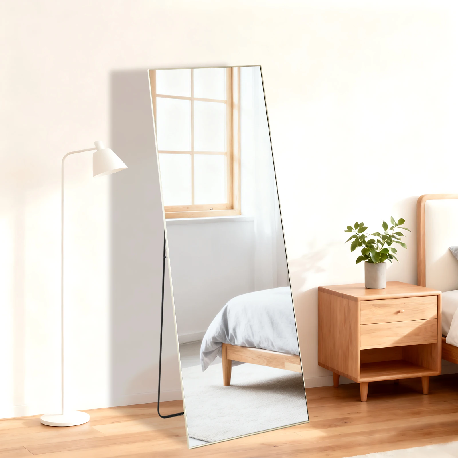 

56"x15" Rectangle Full Length Mirror, Full Body Standing Mirror Floor Mirrors