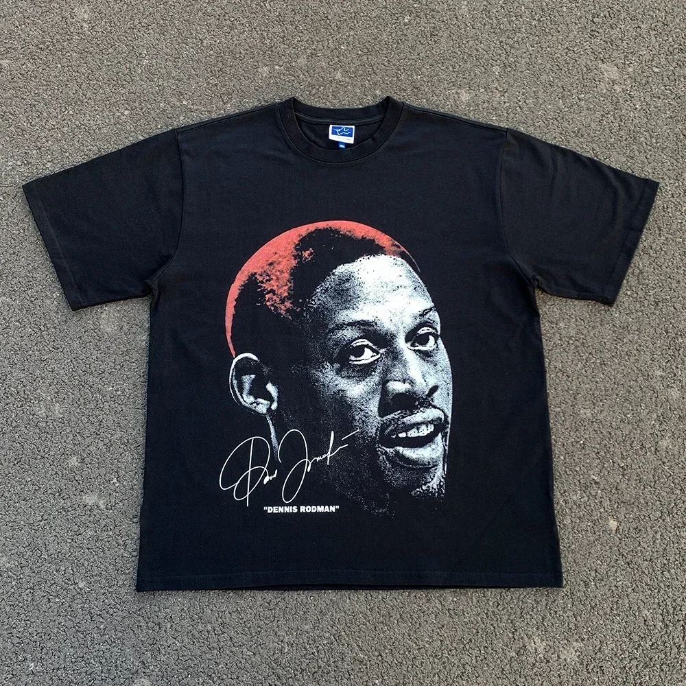 

Fashion Men Women T-shirt Rodman American Street Big Head Crew Neck Short Sleeve Cotton T-Shirt Loose Street Wear Tops Clothing