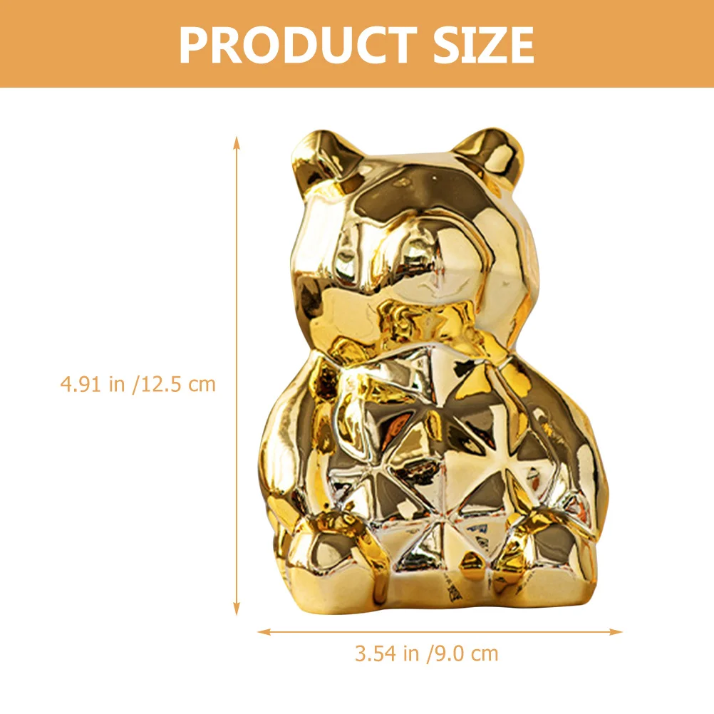 

Electroplate Bear Decorative Statue Ceramic Animal Sculpture Creative Tabletop Artistic Ceramic Craft Delicate Bear Model Decors