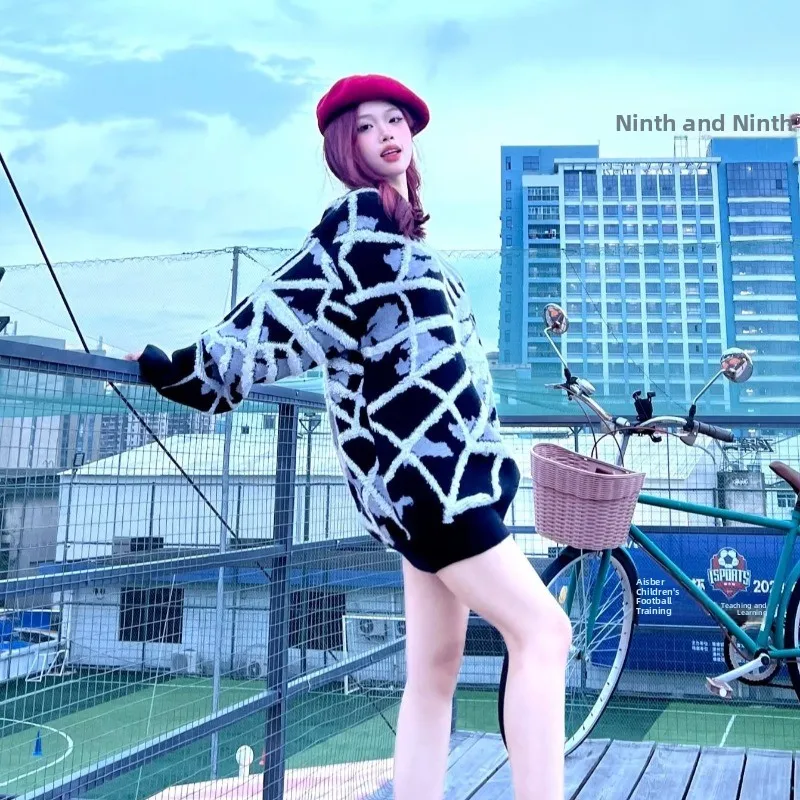 Suéter de Hombre de Talla ande, Cuello Redondo, Corte Hoado, Estilo Retro de Hong Kong, Prenda de Punto Informal para Ado...