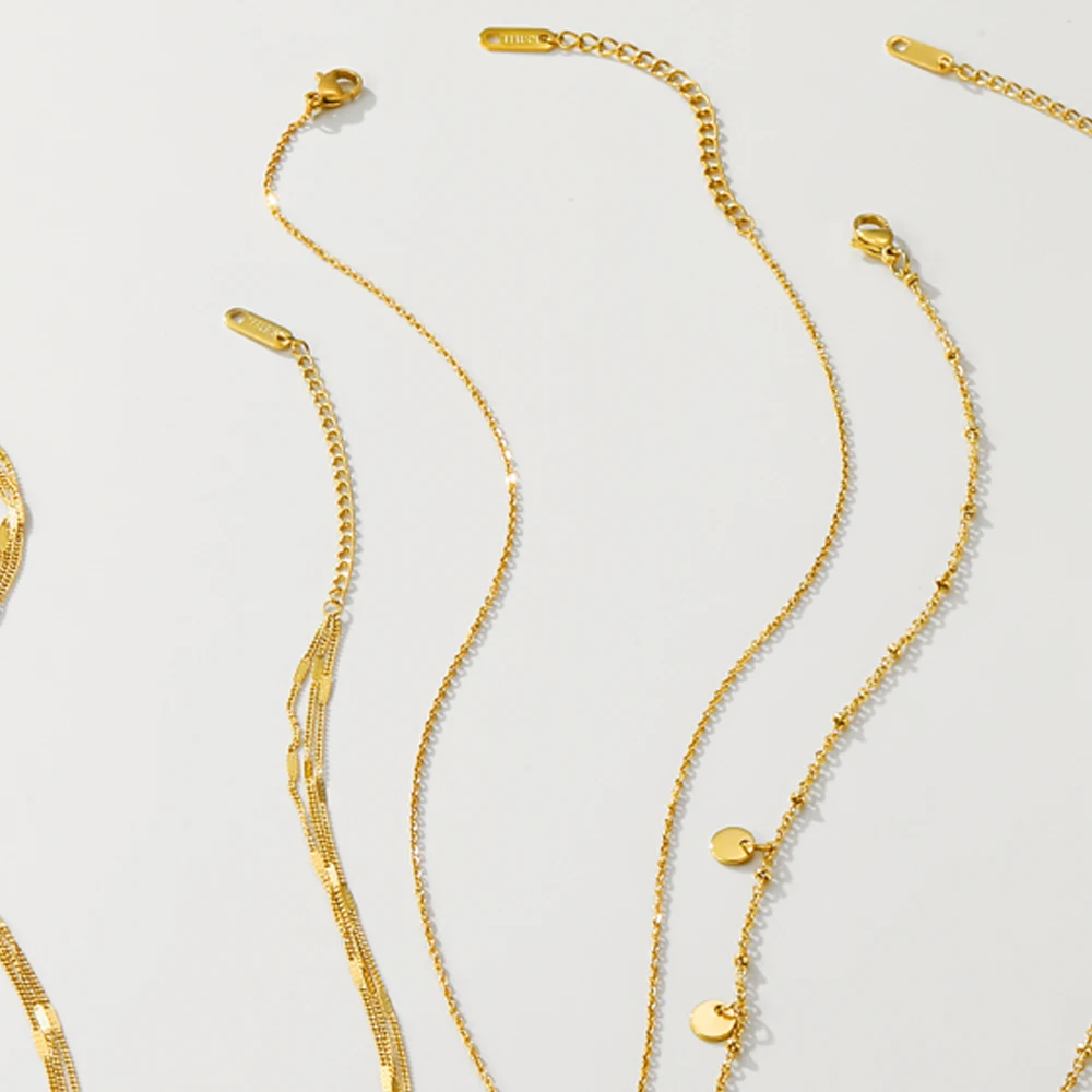 YACHAN 316L Stainless Steel Golden Chain Necklace for Woman Pendant Black Natural Stone Irregular Trendy Jewelry Necklaces