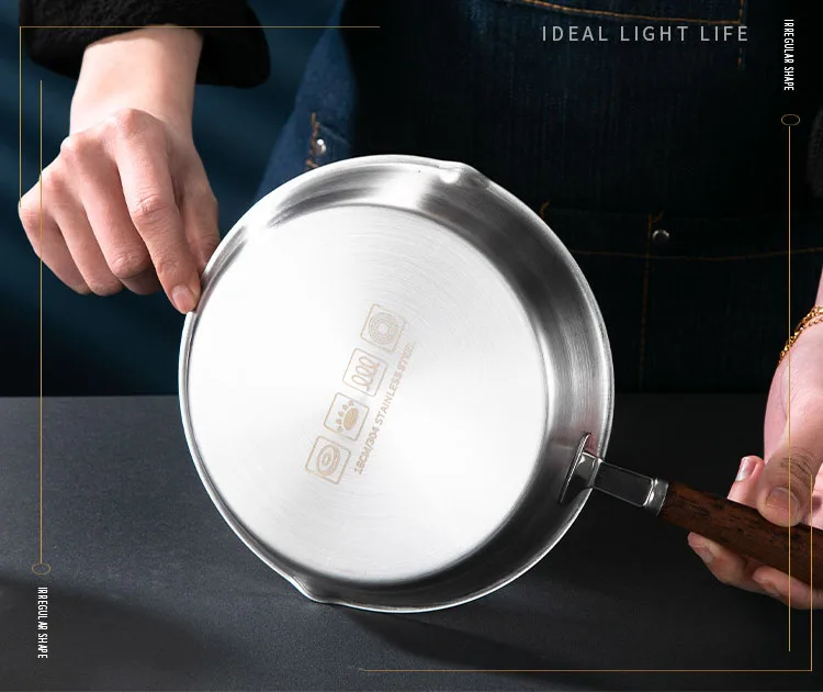 304 Stainless Steel Mini Frying Pan Small Special Induction Cooker Non-stick Oil Splashing Hot Oil