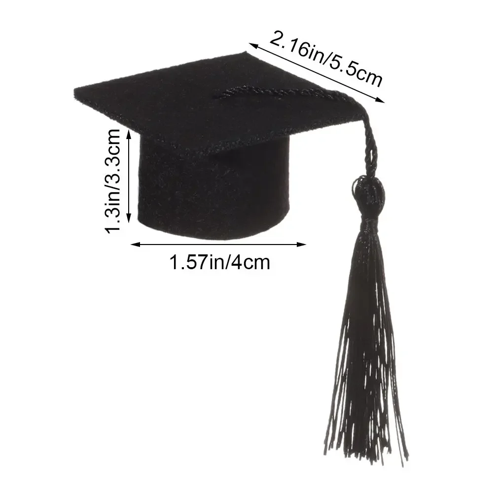 6Pcs Flowers Decoration Tassels Bachelor Cap Doctoral Cap Mini Graduation Hat Top Hat