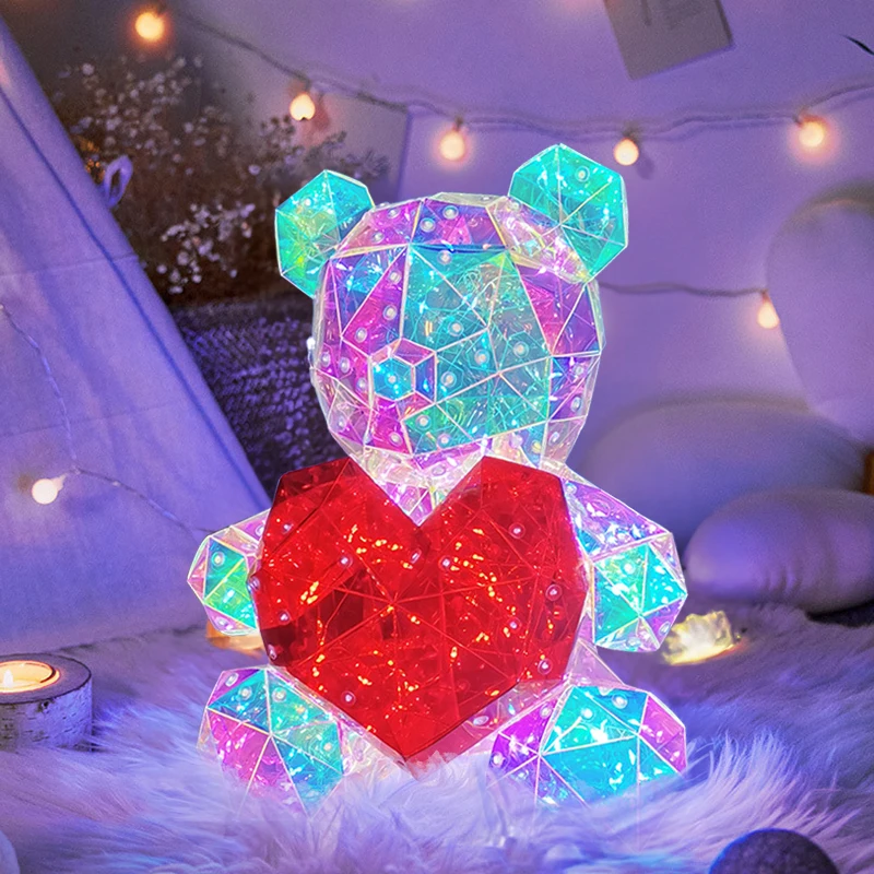 Glowing Bear 30CM Magic Luminous Bear with Bag Valentine's Day Gift Home Livingroom Desktop Decor Girl Grilfriend Creative Gift