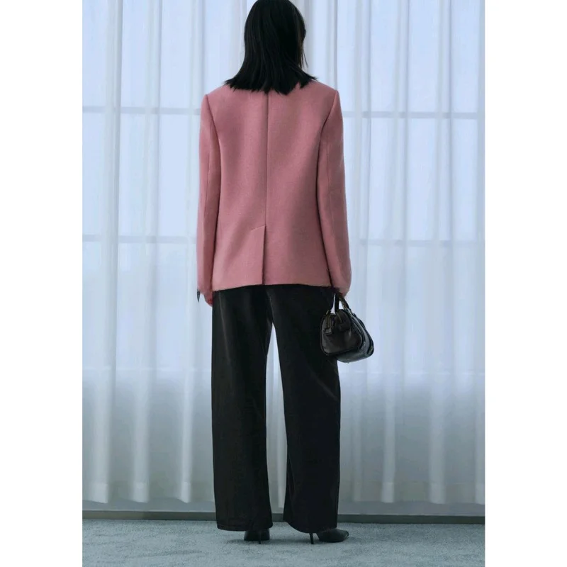 شتاء جديد المرأة صف واحد متعدد الأزرق awl طوق طويل Sve المتضخم دعوى Jaet تخفيف Sle عادية ألياف البوليستر #4