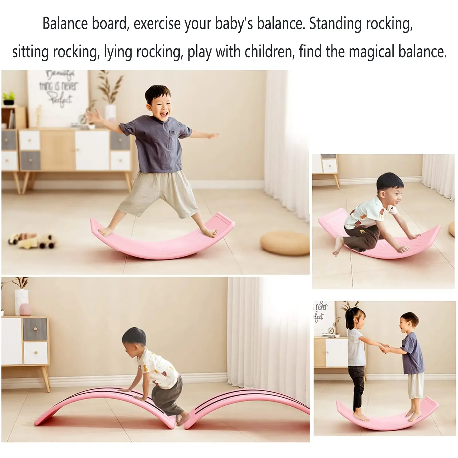 Balance Board Balance Board for Adults and Children,35 Radian Curvy Rockerboard,for Indoor and Outdoor Use to Do Yoga Exercise