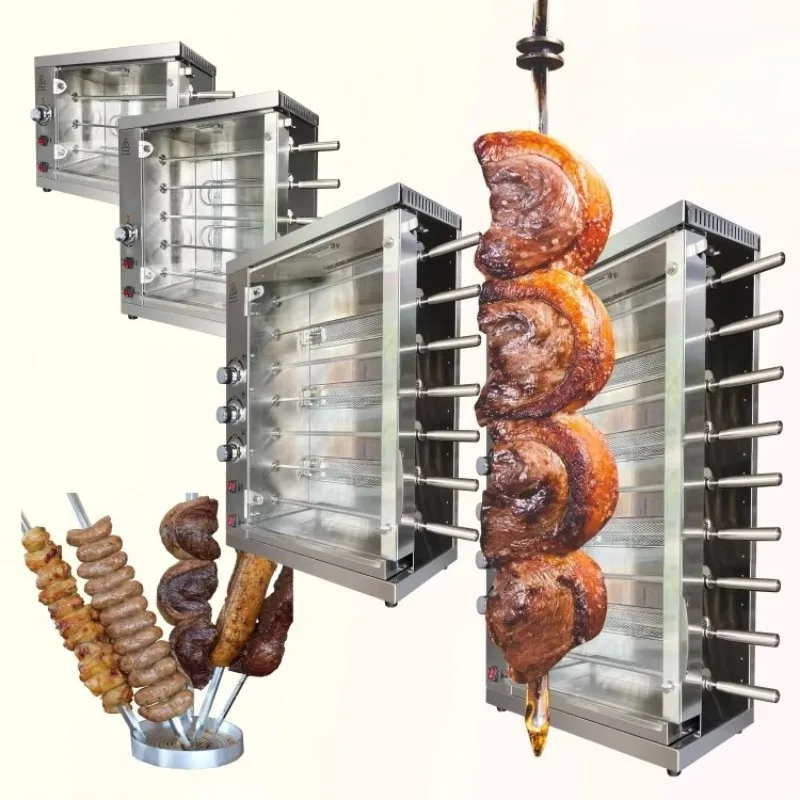 

Commercial restaurant stainless steel barbecue gas chicken rotisserie gas rotisserie grill chicken roasting machine