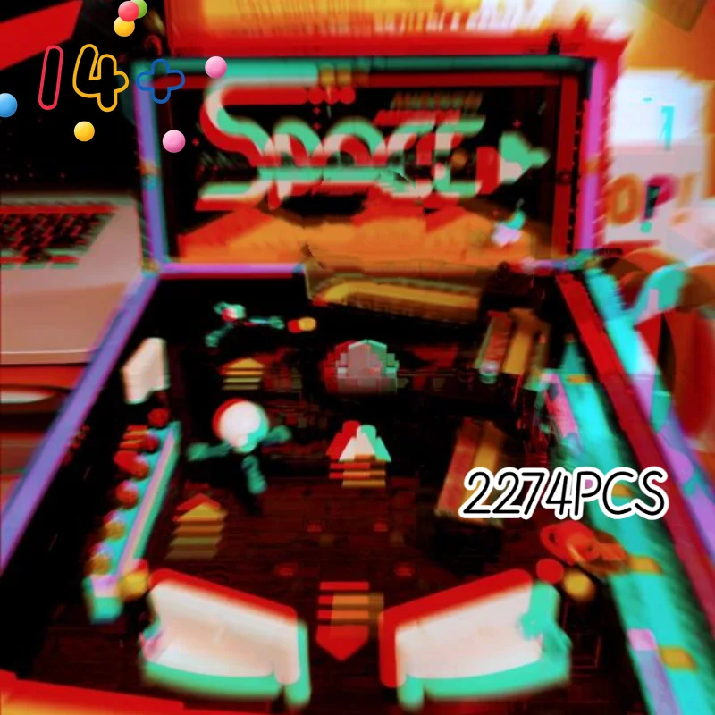 Icons Arcade Flipperautomat Bausatz Spielzeug 2274 Teile Bausteine Konstruktionsspielzeug für Freunde Festival Weihnachtsgeschenke