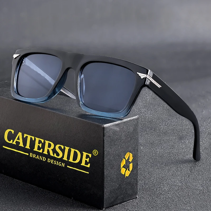 

CATERSIDE Square Sunglasses Men's TR90 Frame Fashion Luxury Brand Design Sun Glasses Women's Travel Party Eyewear Gift
