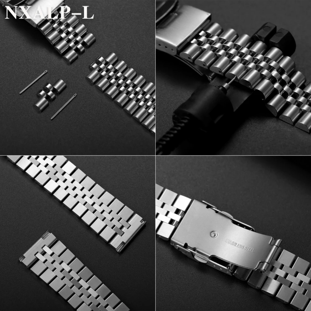 Straight End Solid Stainless Steel Strap for Seiko SKX007 SKX009 for Jubilee Metal Watch band 18/19/20/21/22/23/24mm Bracelet