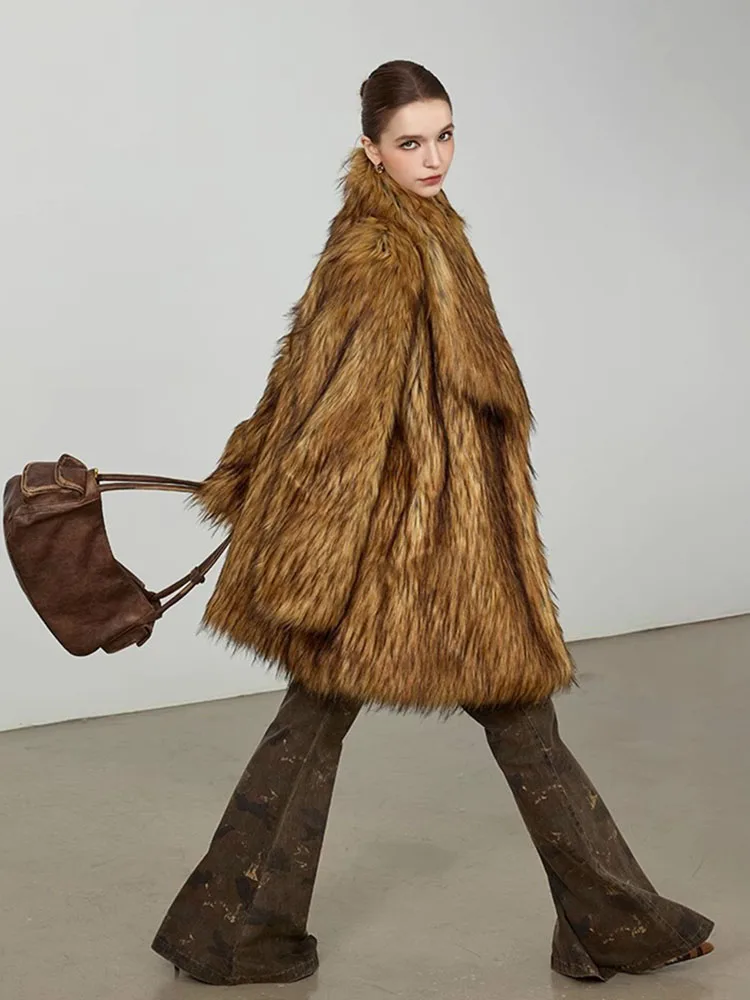 ZADORIN ใหม่ในเสื้อโค้ทและแจ็คเก็ตหรูหราฤดูหนาวเสื้อผ้าผู้หญิงยาวสีน้ําตาล Faux FUR Coat หลวมเสื้อขนสัตว์ผู้หญิงเสื้อขนสัตว์