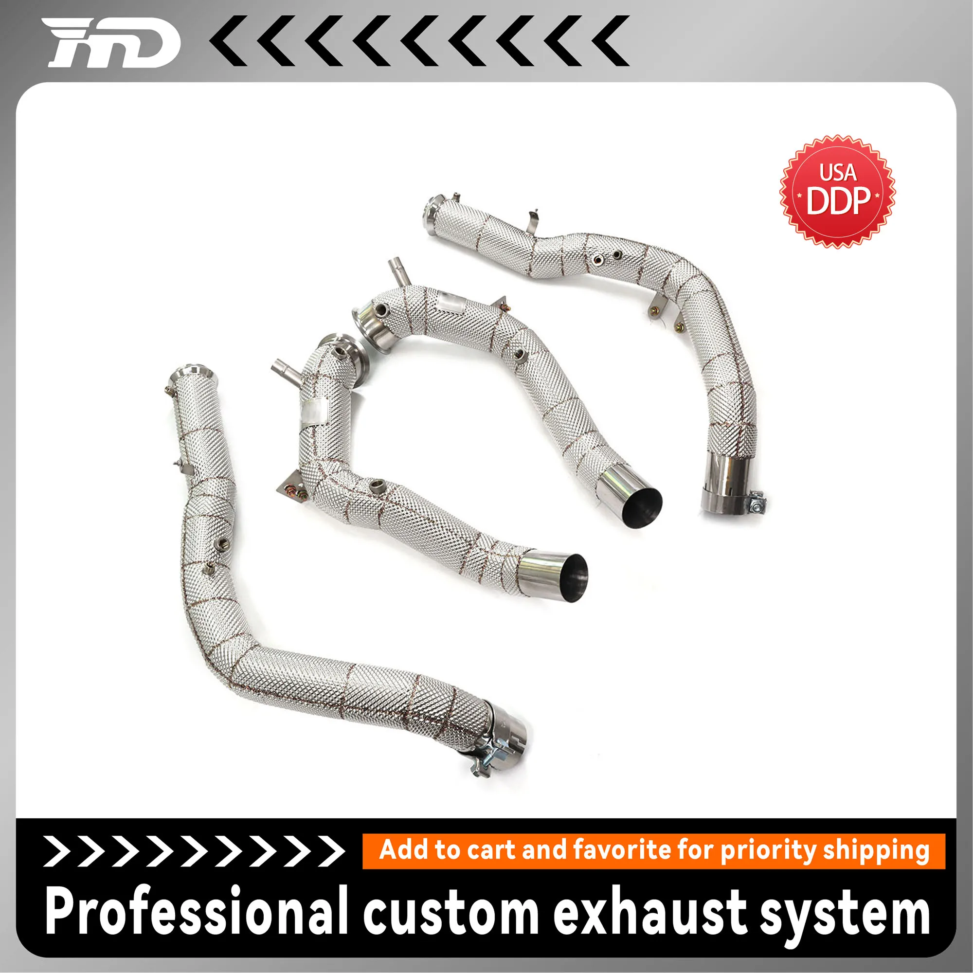 

HMD exhaust system high flow performance downpipe for Mercedes Benz G63 w465 with heat shield racing pipe