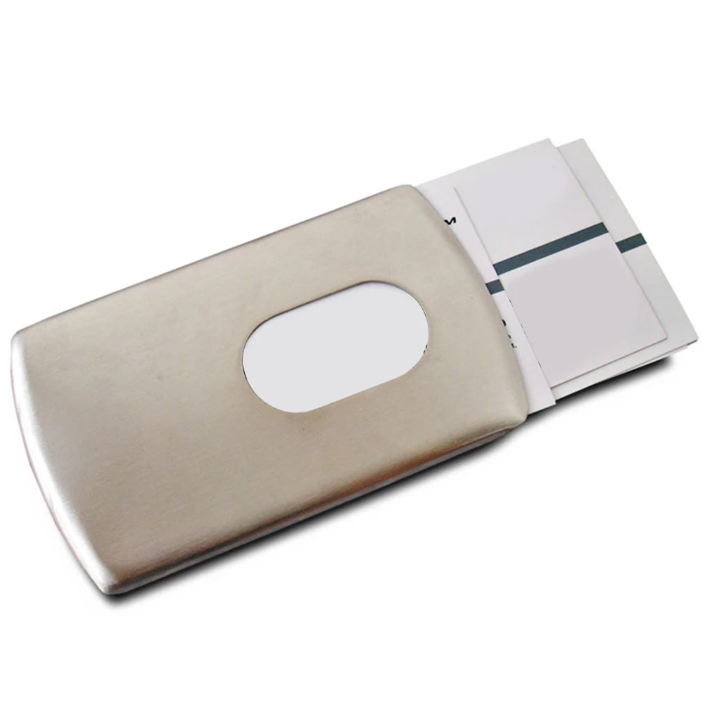 1pc Metal Business Card Holder Silver Portable Name Case Organizer For Credit Gift Cards Name Cards Storage Sleek Design Table