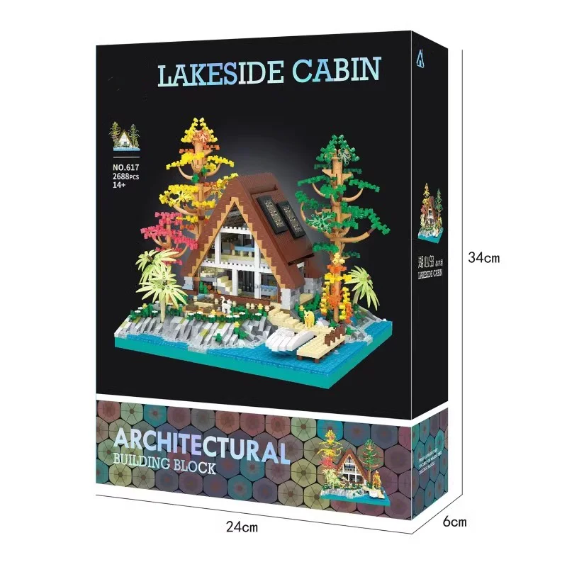 Creative Center Log Cabin Building Blocks fai da te City House Model builder Micro Blocks mattoni di natale giocattoli per regalo per bambini