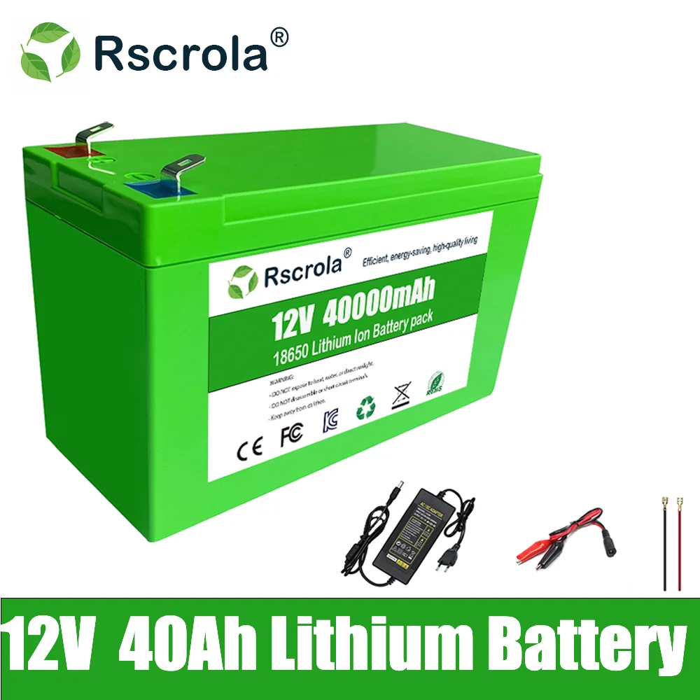 

Li-ion 12V 40Ah 30Ah 20Ah 18650 Lithium Rechargeable Battery Pack for Sprayer Kids Electric Toy Car Scale Access Control+Charger