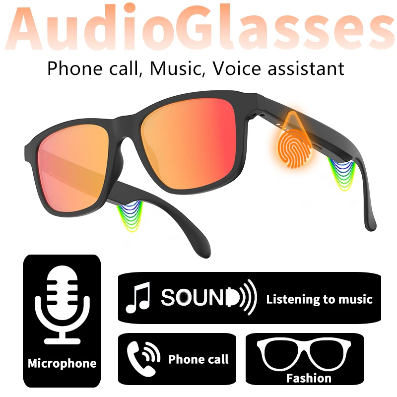 New smart glasses, support voice call, listen to music, touch operation, fashion wear, sunglasses lenses eye protection