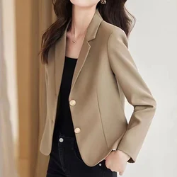 Fashion Lapel Button All-match Solid Color Blazers Women's Clothing 2024 Autumn New Loose Chic Tops Office Lady Blazer