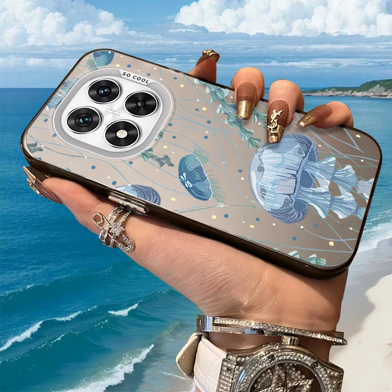 

Beautiful Jellyfish Frosted Case for Xiaomi Redmi Note 14 13 12 10 Pro Plus 11S 14C 13C 12C 9C 11S K70 K60 Turbo 4 Acrylic Cover