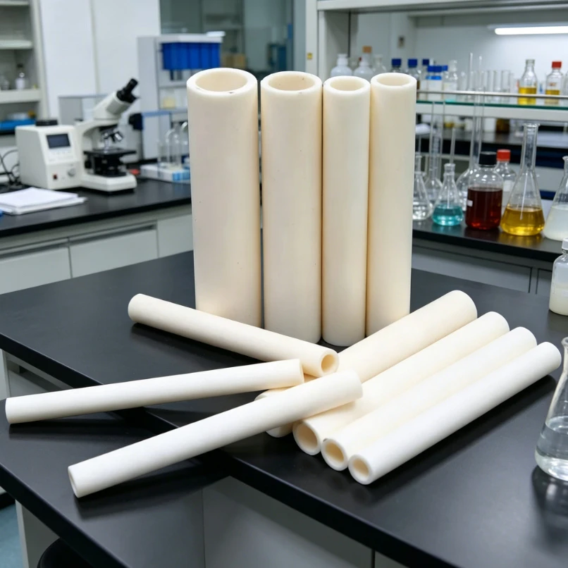Al₂O₃ Alumina Ceramic Tube, High Temp Insulating Hollow Thermocouple Ceramic Tube 100mm